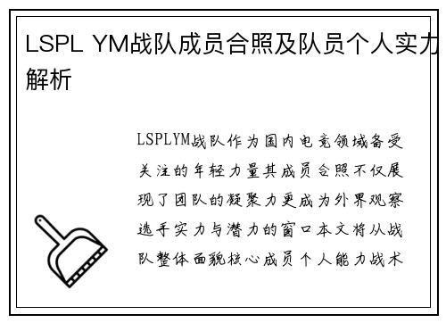 LSPL YM战队成员合照及队员个人实力解析